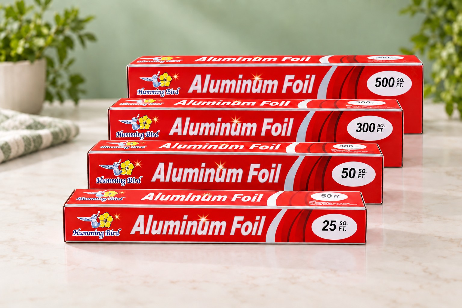 Humming Bird aluminum foil in assorted roll sizes