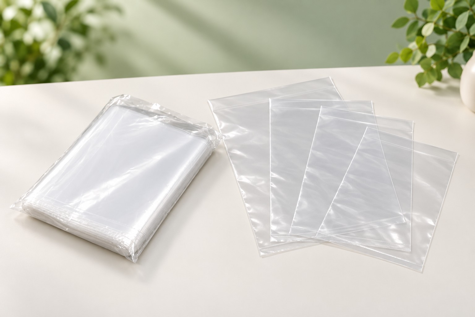 Clear poly bags in assorted sizes