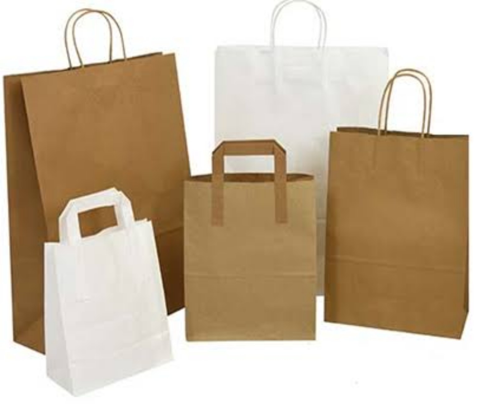Brown and white paper bags